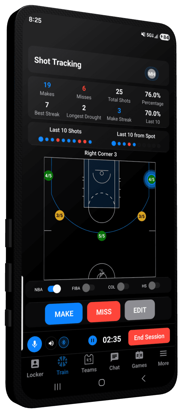 SPL45H shot tracking practice on phone